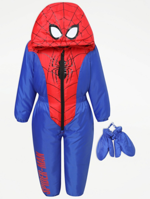 Marvel Spider-Man Blue Hooded Snowsuit and Mittens | Kids | George at ASDA