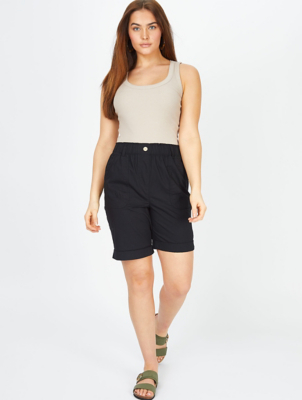 Black Poplin Knee Length Shorts Women at ASDA
