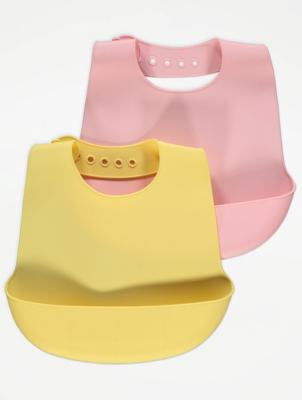 Silicone Bibs 2 Pack Baby at ASDA