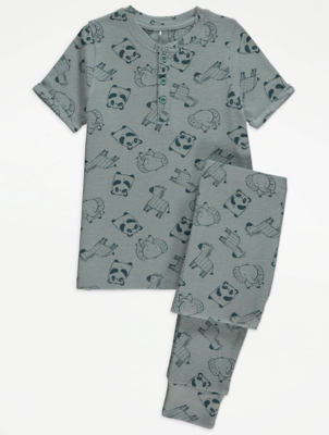 Grey Safari Animal Print Snit Pyjamas