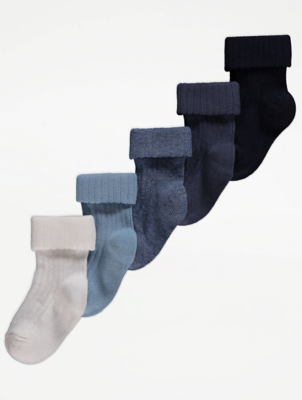 Blue Rib Knit Socks 5 Pack