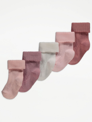 Pink Rib Knit Socks 5 Pack
