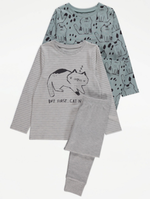 Cat Print Pyjamas 2 Pack