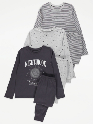 Night Mode Slogan Pyjamas 3 Pack