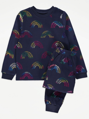 Navy Rainbow Print Pyjamas Gift Set