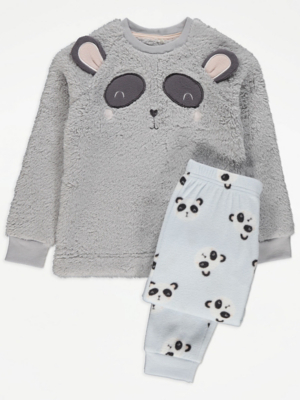 Grey Fleece Panda Pyjamas Gift Set