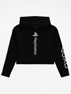 PlayStation Black Cropped Hoodie Kids George at ASDA