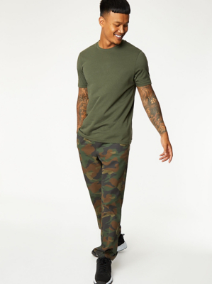 Khaki Camo Print Joggers Men at ASDA