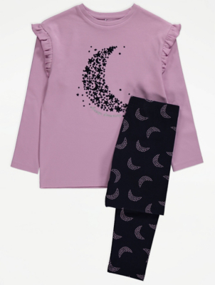 Moon and Star Printed Long Sleeve Pyjamas
