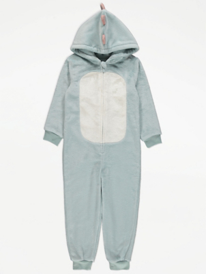 Light Blue Dinosaur Fleece Onesie Kids George At Asda