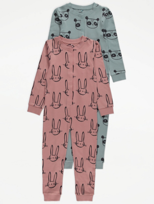 Bunny And Panda Printed Onesies 2 Pack Kids George At Asda