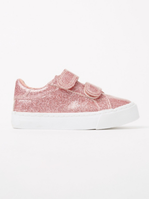 Pink Glitter Double Strap Trainers