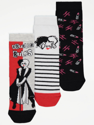 Disney Cruella De Vil Socks 3 Pack