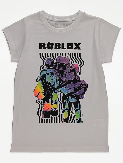 Roblox White Character Print T Shirt Kids George At Asda - roblox leopard shirt