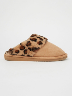 leopard fur slippers