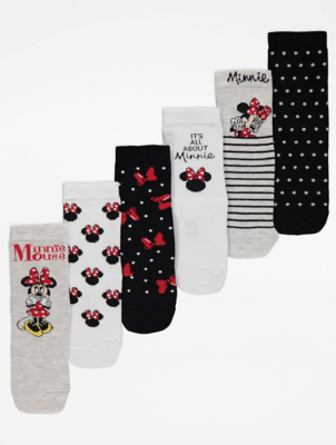 Disney Minnie Mouse Ankle Socks 6 Pack
