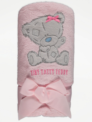 Tiny Tatty Teddy Pink Hooded Towel Baby at ASDA
