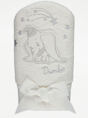 Disney Dumbo White Hooded Towel Baby at ASDA