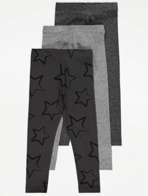 Grey Star Print Leggings 3 Pack