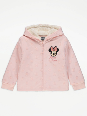Disney Minnie Mouse Pink Borg Lined Zip Up Hoodie