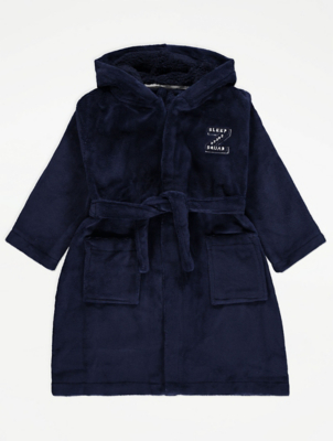 Navy Sleep Squad Hooded Dressing Gown Kids at ASDA