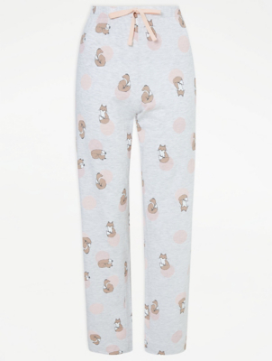 Grey Fox Print Pyjama Bottoms