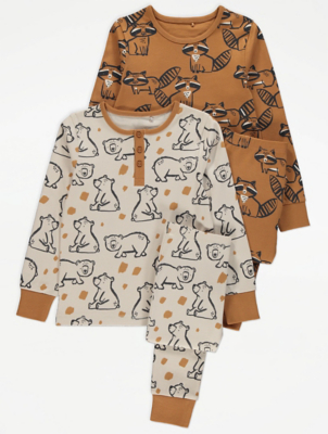 Animal Print Long Sleeve Pyjamas 2 Pack