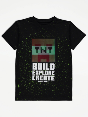 Minecraft Black Splatter Print T-Shirt