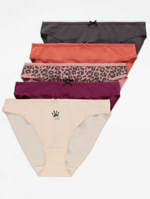 Animal Print High Leg Knickers 5 Pack Women at ASDA