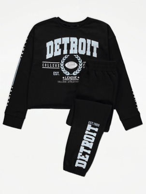 Black Slogan Long Sleeve Top and Joggers Outfit