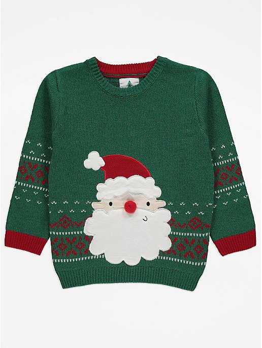 Green Santa Knitted Christmas Jumper | Kids | George at ASDA