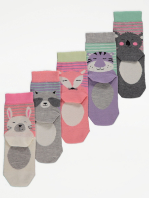 Animal Print Ankle Socks 5 Pack