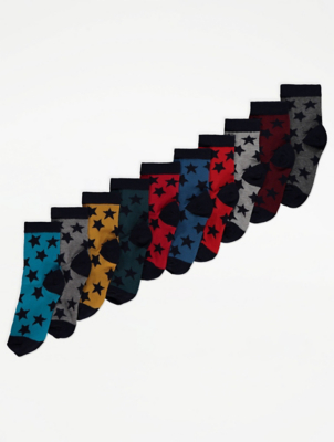 Star Print Ankle Socks 10 Pack