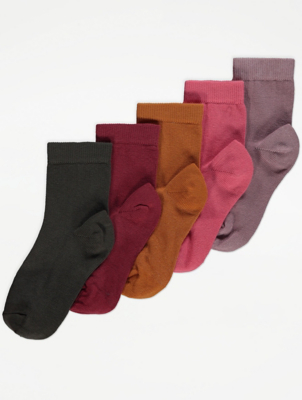 Plain Ankle Socks 5 Pack