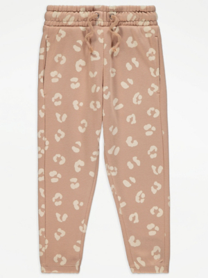 Tan Animal Print Jersey Joggers