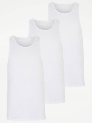White Vest Tops 3 Pack Men at ASDA