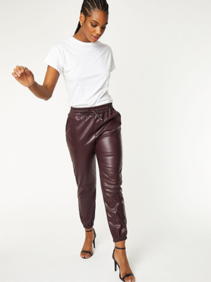 leather jogger pants womens