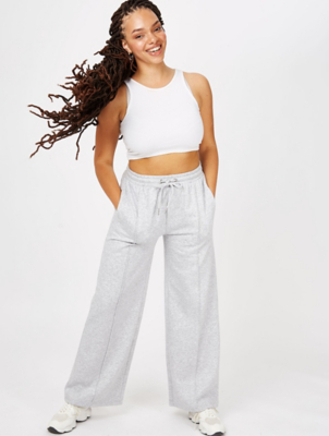 Grey Marl Wide Leg Pleated Front 