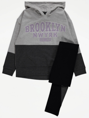 Brooklyn Slogan Hoodie and Leggings Outfit