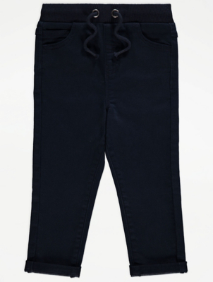 Navy Slim Fit Jersey Trousers