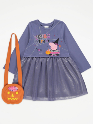 Peppa Pig Purple Dress and Bag Halloween Set