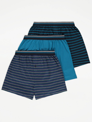Blue Striped Jersey Boxers 3 Pack