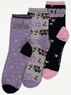 Star Wars Slogan Print Ankle Socks 3 Pack