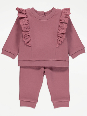 Pink Broderie Anglaise Sweatshirt and Joggers Outfit