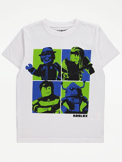 Roblox Character White T Shirt Kids George At Asda - roblox shirt graphics