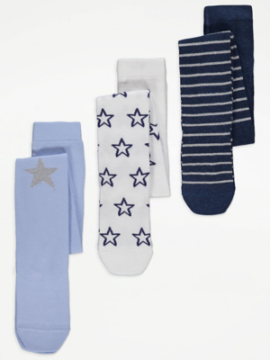 Star and Stripe Knitted Tights 3 Pack