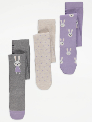 Bunny Rabbit Print Knitted Tights 3 Pack