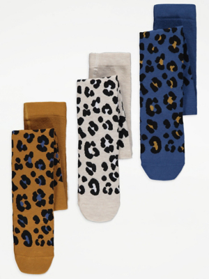 Leopard Print Knitted Tights 3 Pack