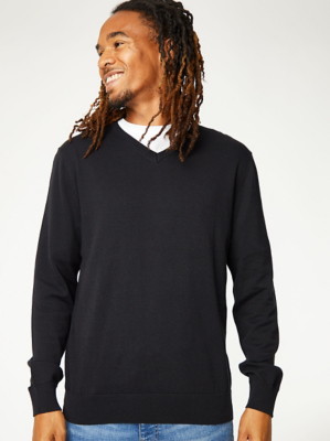 Black VNeck Lightweight Jumper Men at ASDA