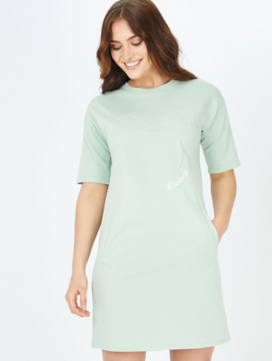 Disney Mickey Mouse Green Embossed T-Shirt Dress